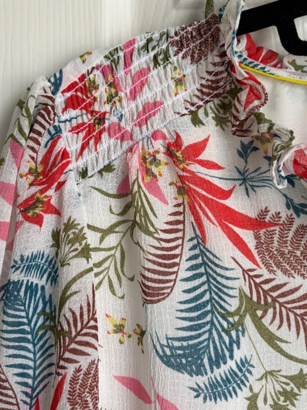 NWOT Boden Anastasia Safari Fern Floral Print Chiffon Smocked Cuff Blouse Size 8 - Picture 3 of 4